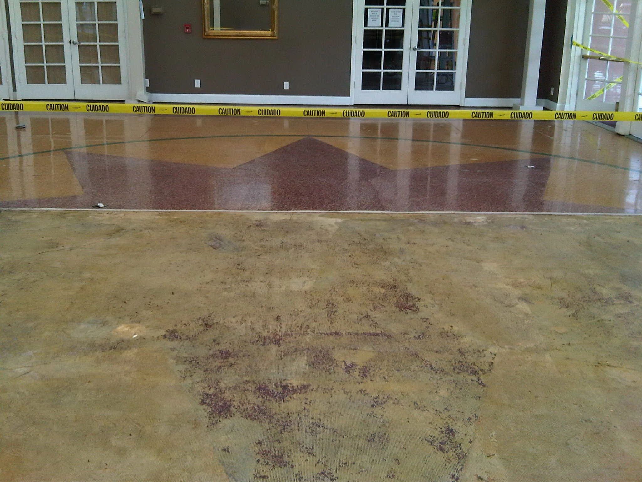 Construction caution tape floor
