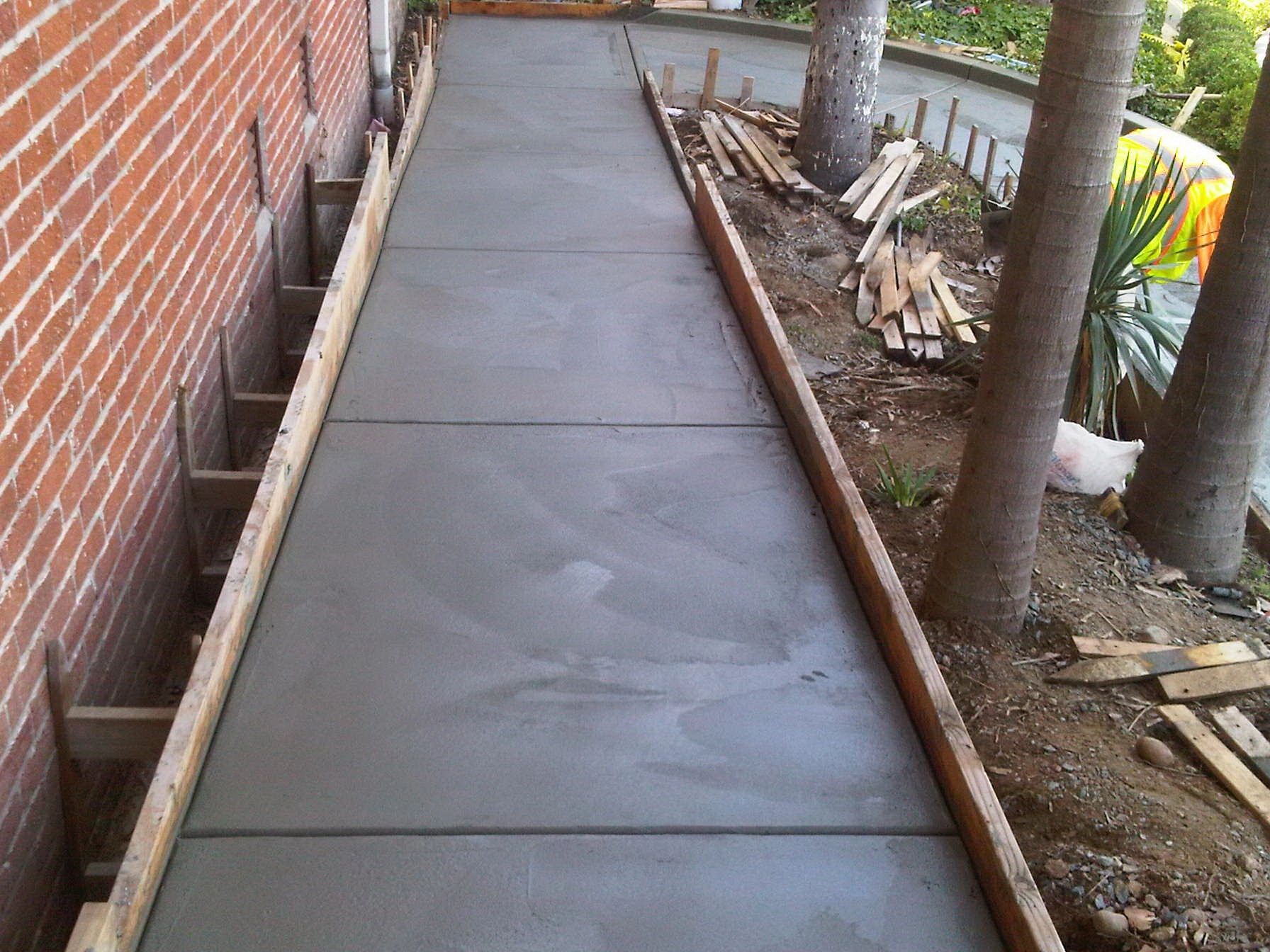 Concrete walkway construction