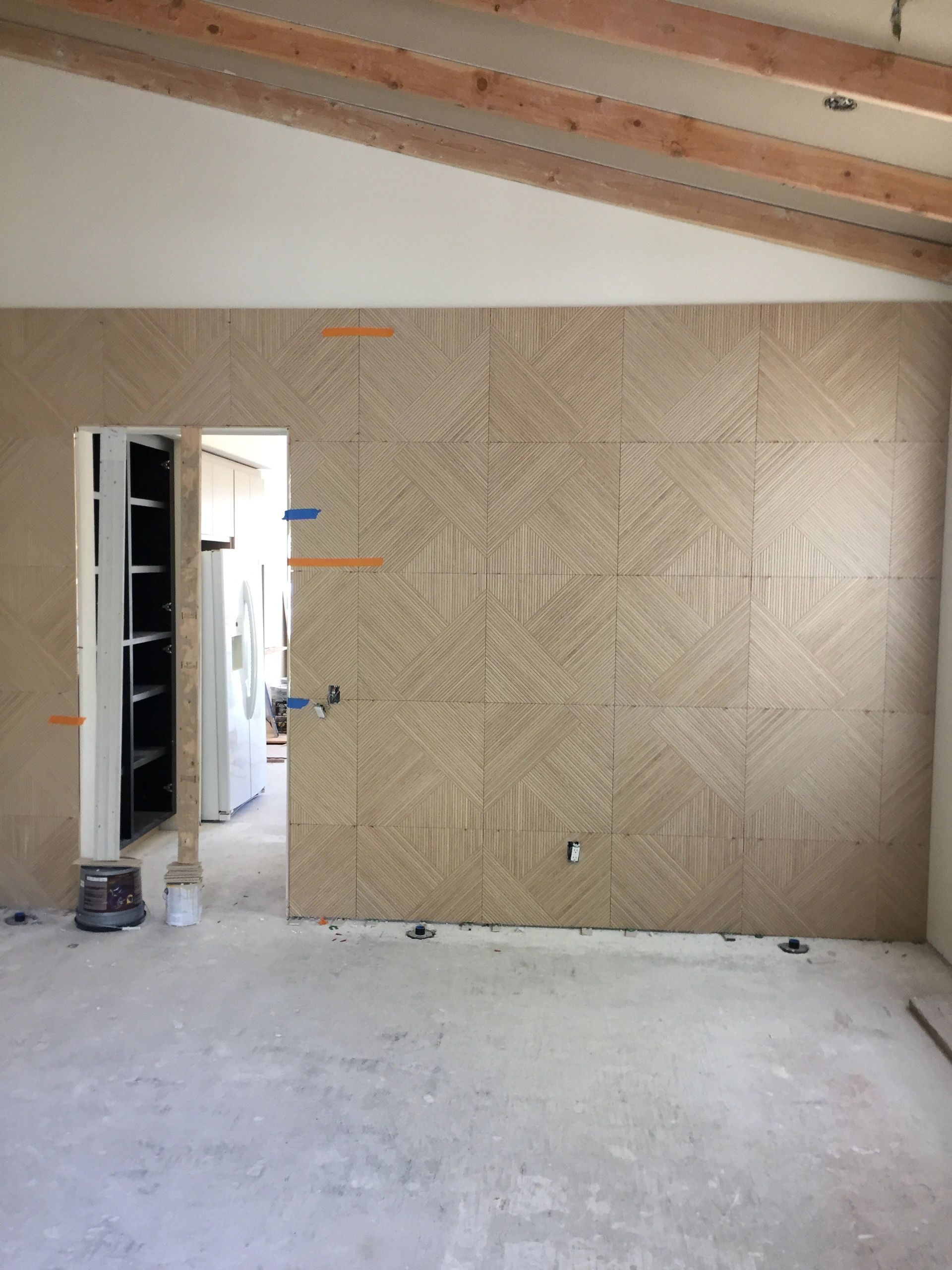 Interior drywall herringbone pattern